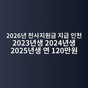 2026년 천사지원금 지급 2023~2025년생·연 120만원 신청 8 2026년 천사지원금 지급 인천 대상 신청 썸네일