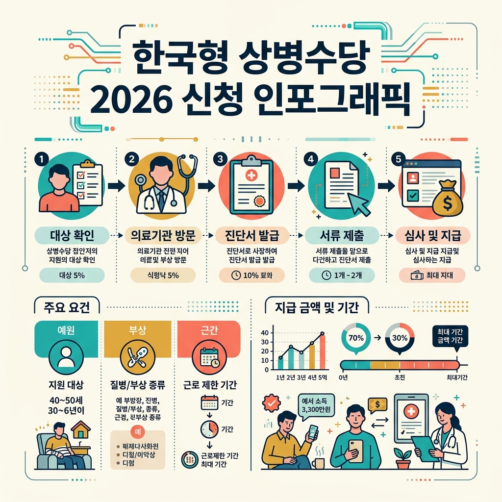 한국형 상병수당 2026 지역·하루 4만9540원·신청방법 3 한국형 상병수당 2026 대기기간 7일 신청 계산