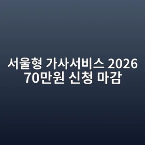 서울형 가사서비스 2026 70만원·신청 마감·사용기한 4 서울형 가사서비스 2026 70만원 바우처 안내 썸네일