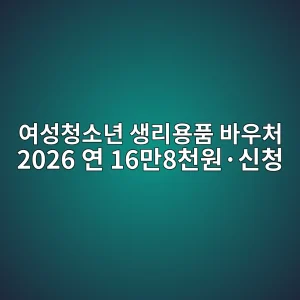여성청소년 생리용품 바우처 2026 연 16만8천원·신청 5 ec97acec84b1ecb2adec868ceb8584 ec839deba6acec9aa9ed9288 ebb094ec9ab0ecb298 2026 ec97b0 16eba78c8ecb29cec9b90c2b7ec8ba0ecb2ad 1788355448