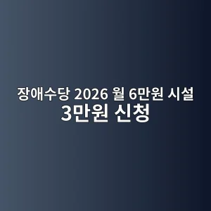 장애수당 신청 2026 월 6만원·시설 3만원·대상 3 장애수당 2026 대상 금액 신청방법 안내